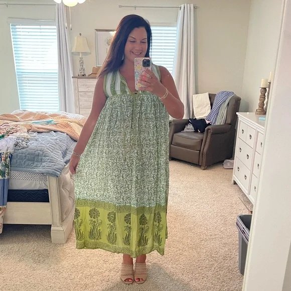 Green Patterned Maxi Dress - Picture 5 of 6